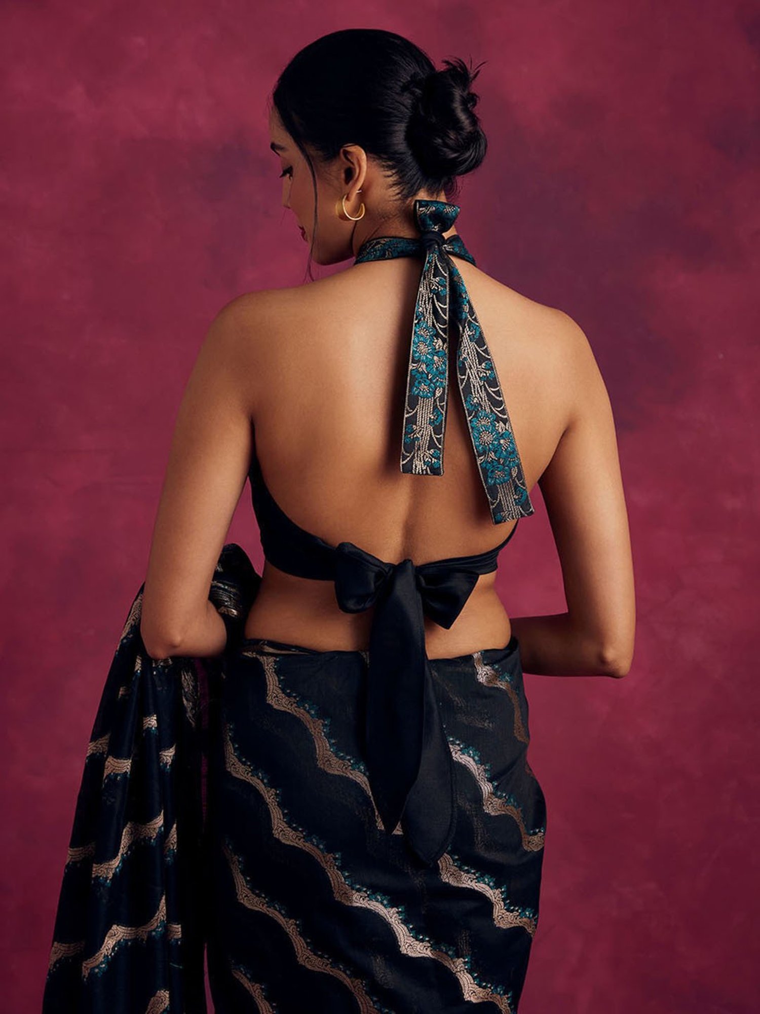 Abhishti Black Woven Blouse