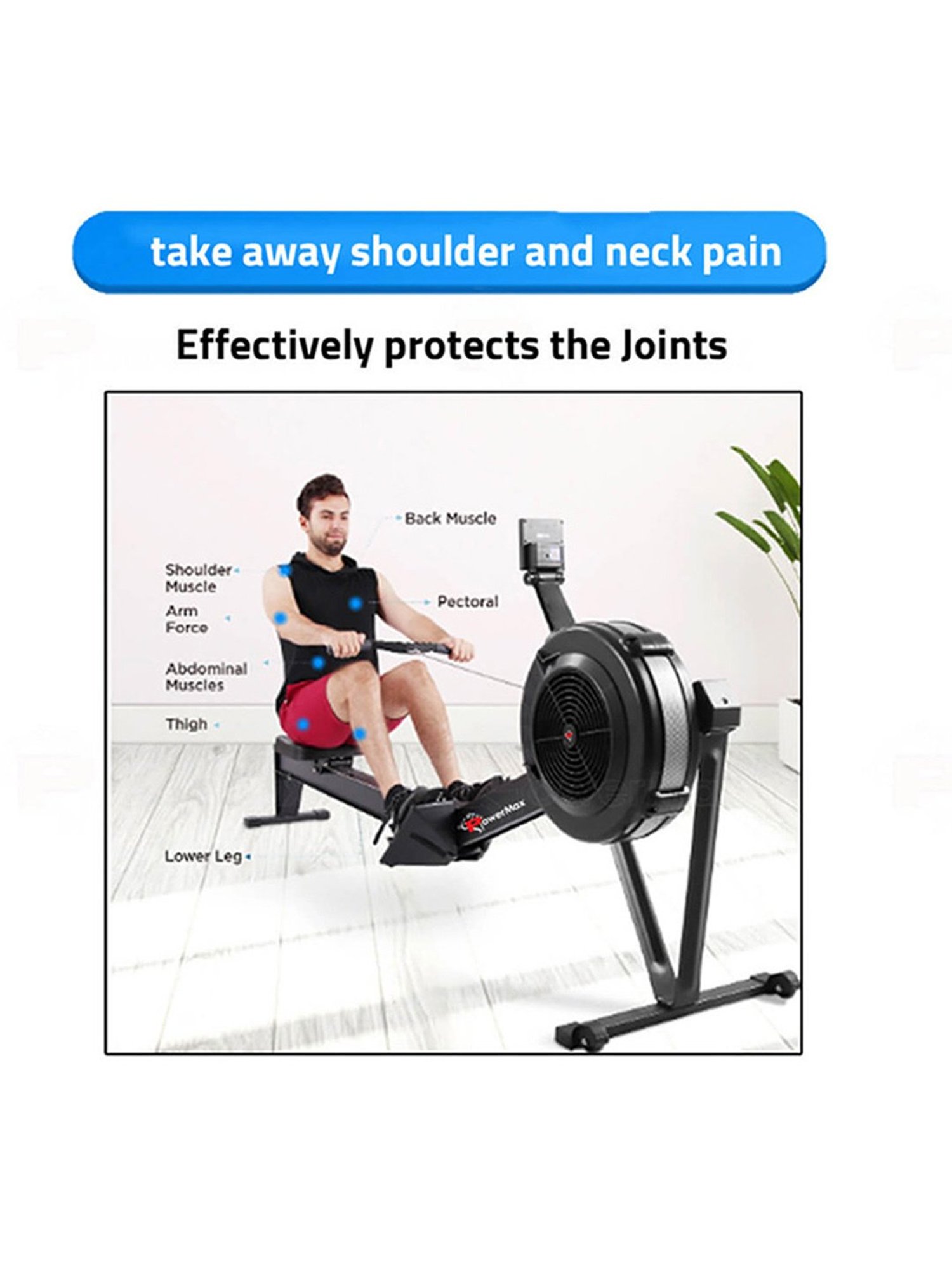 PowerMax Fitness RAC-2500 Rowing Machine (Black)