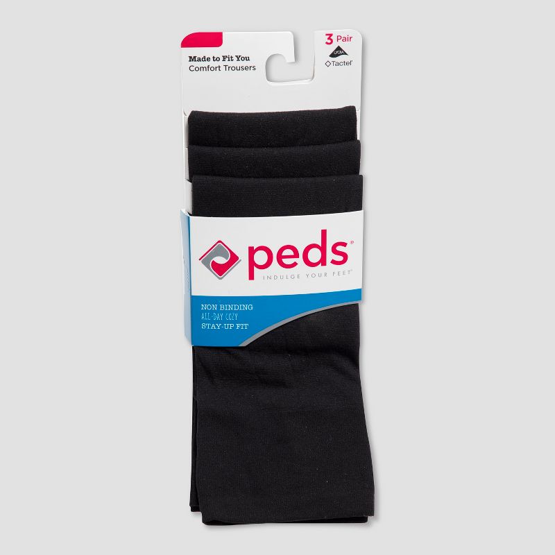 Women's Peds 3pk Light Opaque Trouser Socks - Black 5-10