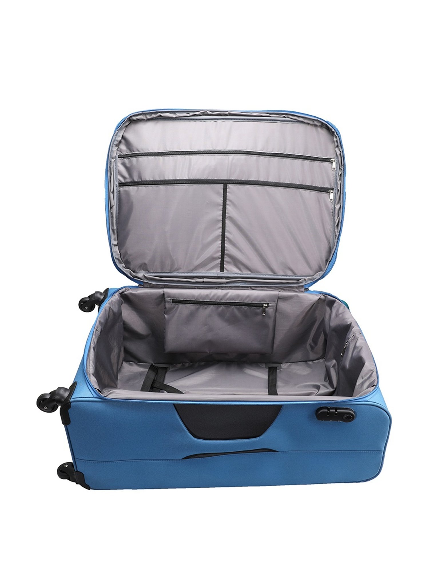 Carriall Blue 4 Wheel Large Soft Cabin Trolley Set of 2 - 78 cm