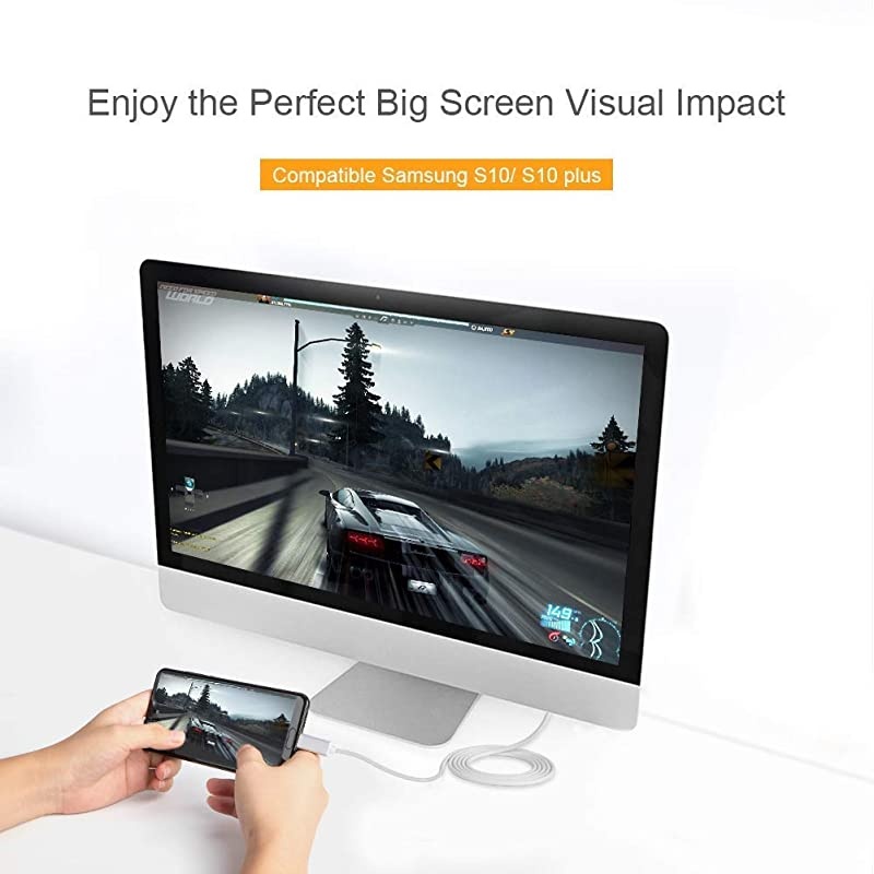 USBC to HDMI Cable 6FT  USB Type C to HDMI 4K Cable Adapter Compatible with MacBook Pro 20202019 Mac Mini iMac 2017 Chromebook Pixel XPS 13 Galaxy S10S9 18M White