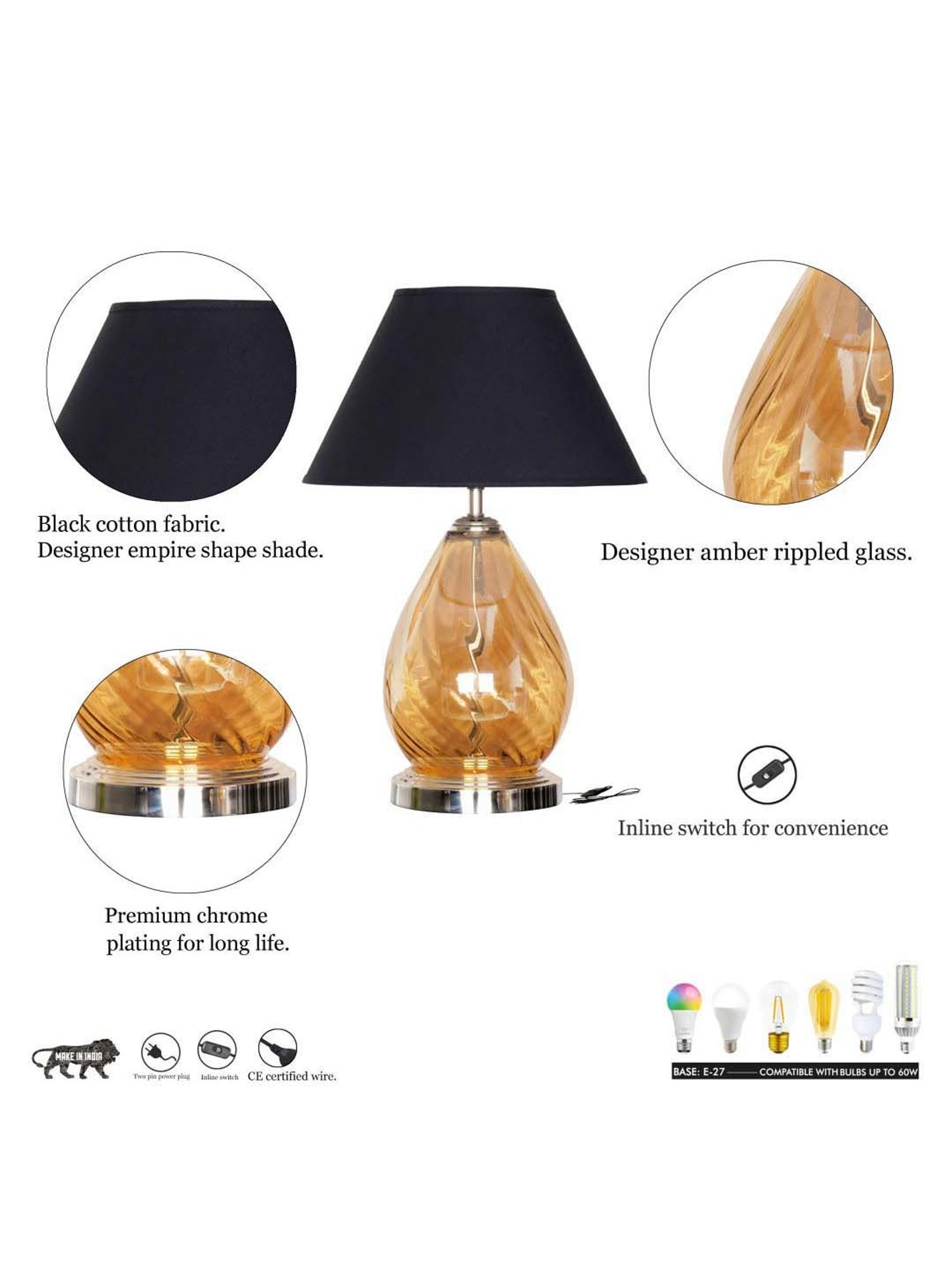 Kapoor E Illuminations Green Study Table Lamp - Set of 1