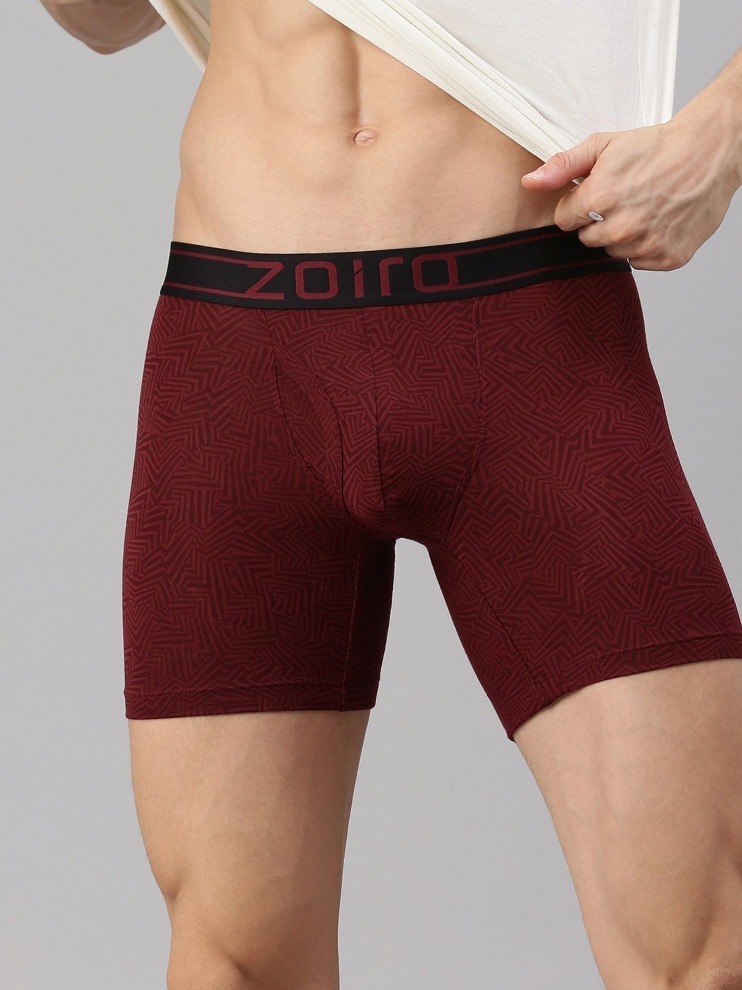 Zoiro Qube Maroon Regular Fit Printed Trunks