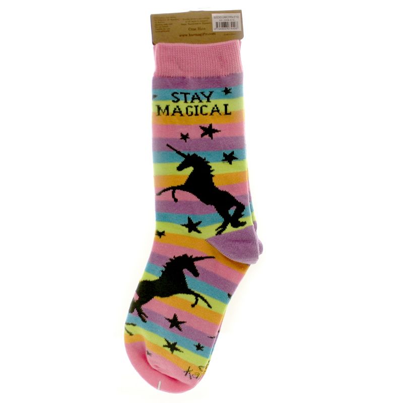 Novelty Socks 12.0" Unicorn Crew Socks Stay Magical Karma  -  Socks
