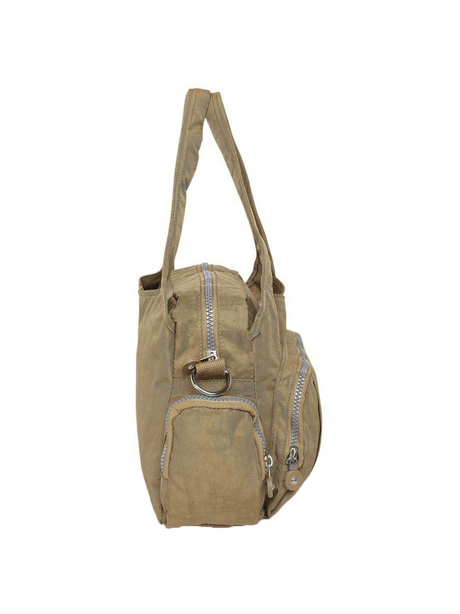 Baomi Beige Solid Medium Handbag