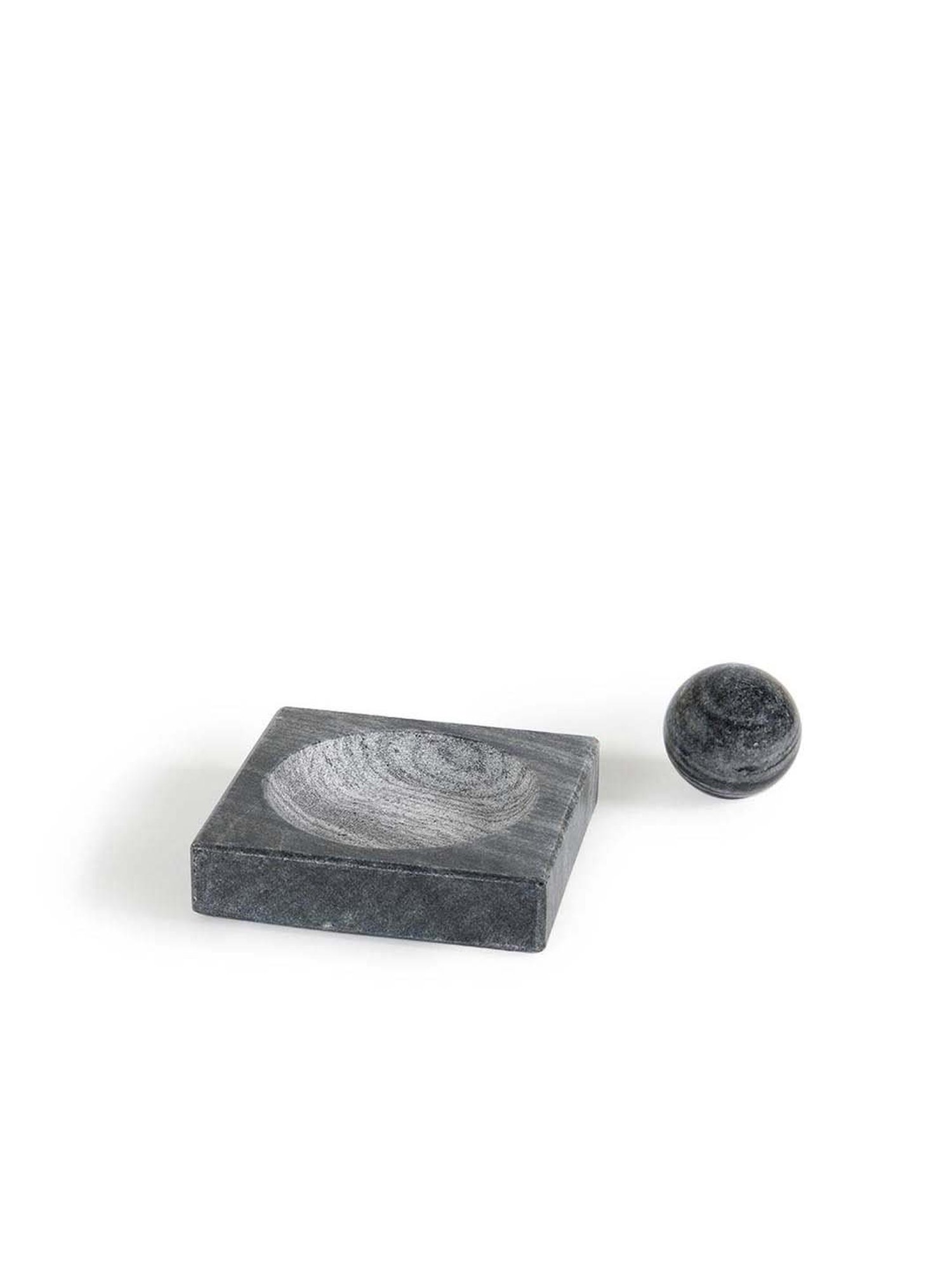 ellementry Erebus Grey Marble Mortar with Pestle - Set of 1