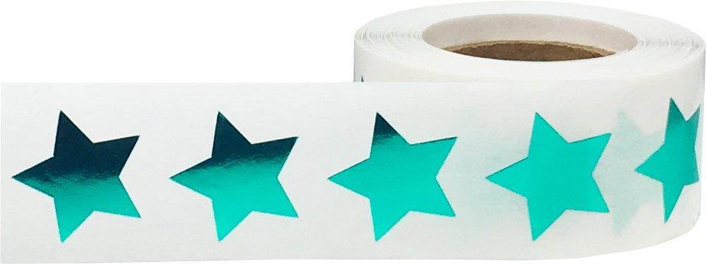 Metallic Green Star Stickers, 3/4 Inch Wide, 500 Labels on a Roll