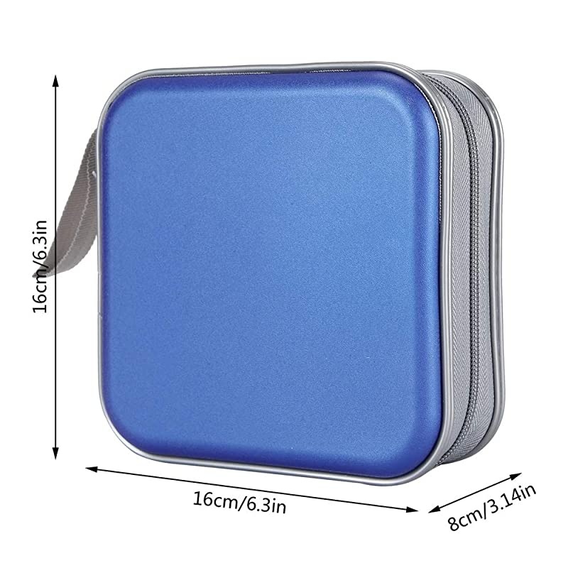 CD Case, 40 Capacity CD DVD Heavy Duty Wallet Storage Organizer Holder VCD Binder Bag Album Booklet (A-Blue)