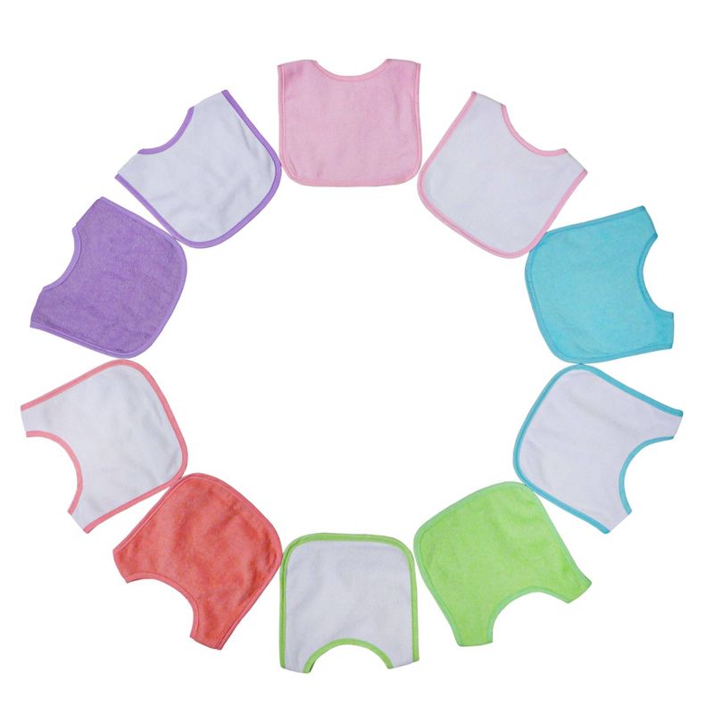 Neat Solutions Solid Pastel/Knit Terry Water-Resistant Lined Bib Set - White - 10pk