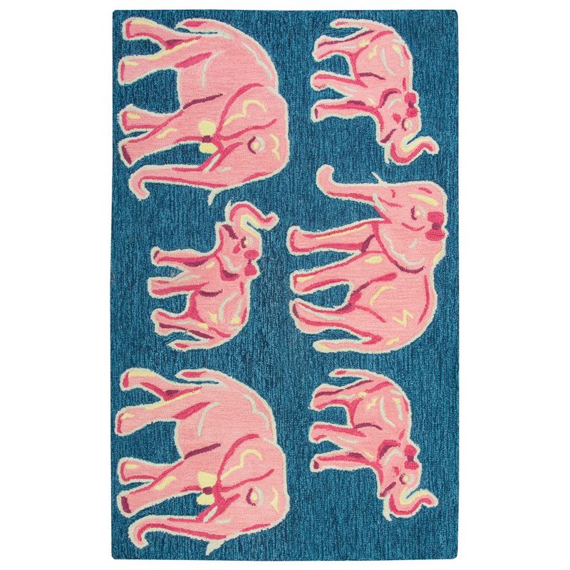 2'6"X4' Tufted Elephants Accent Rug Blue - Rizzy Home