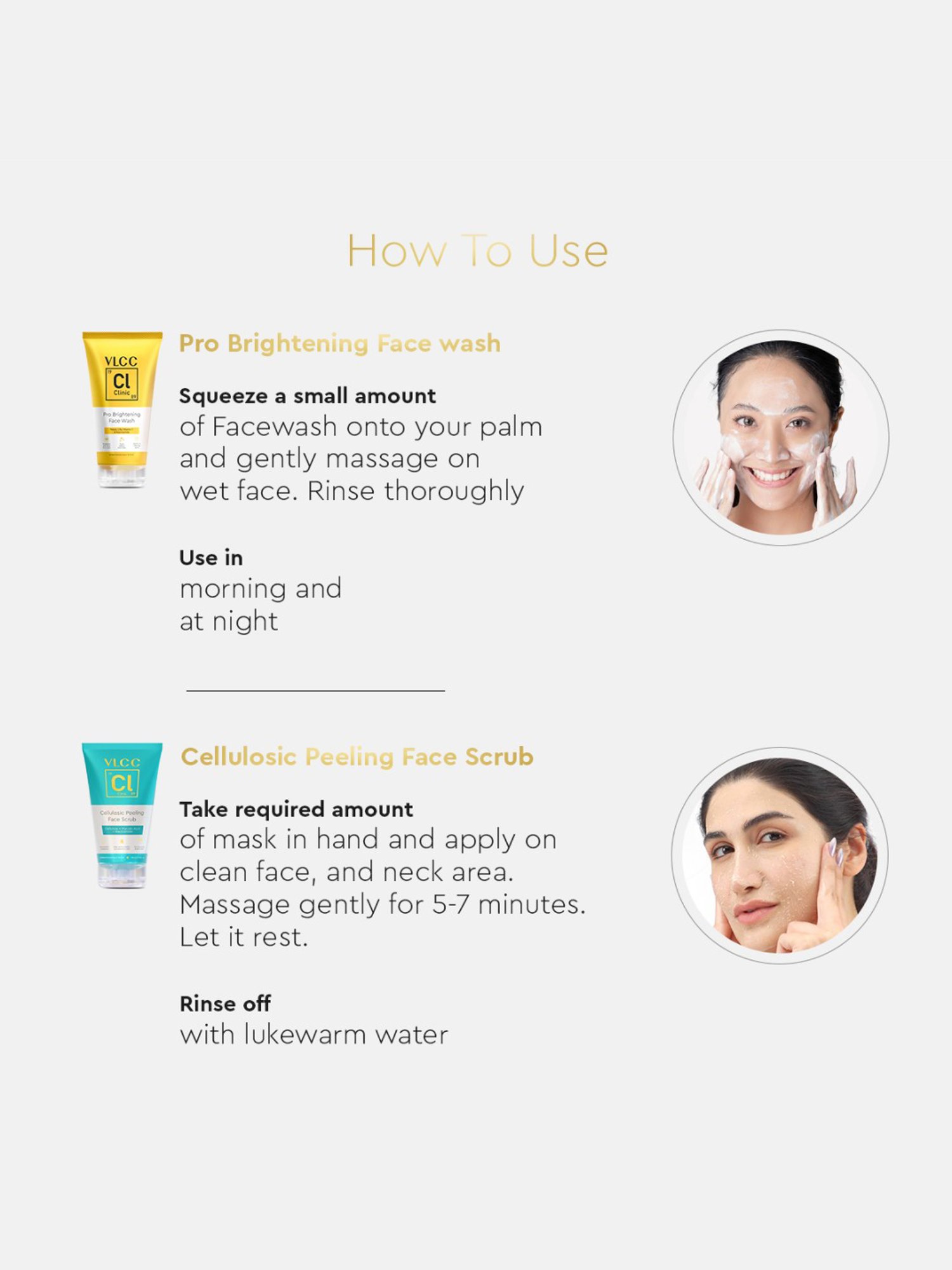 VLCC Clinic Pro Brightening Face Wash & Cellulosic Peeling Face Scrub Combo