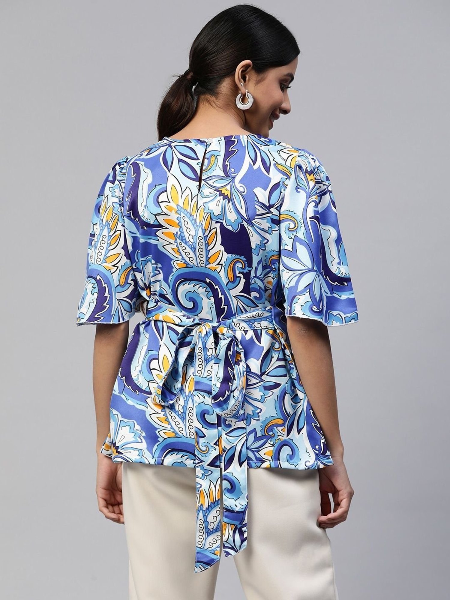 Melon by PlusS Blue Printed Top