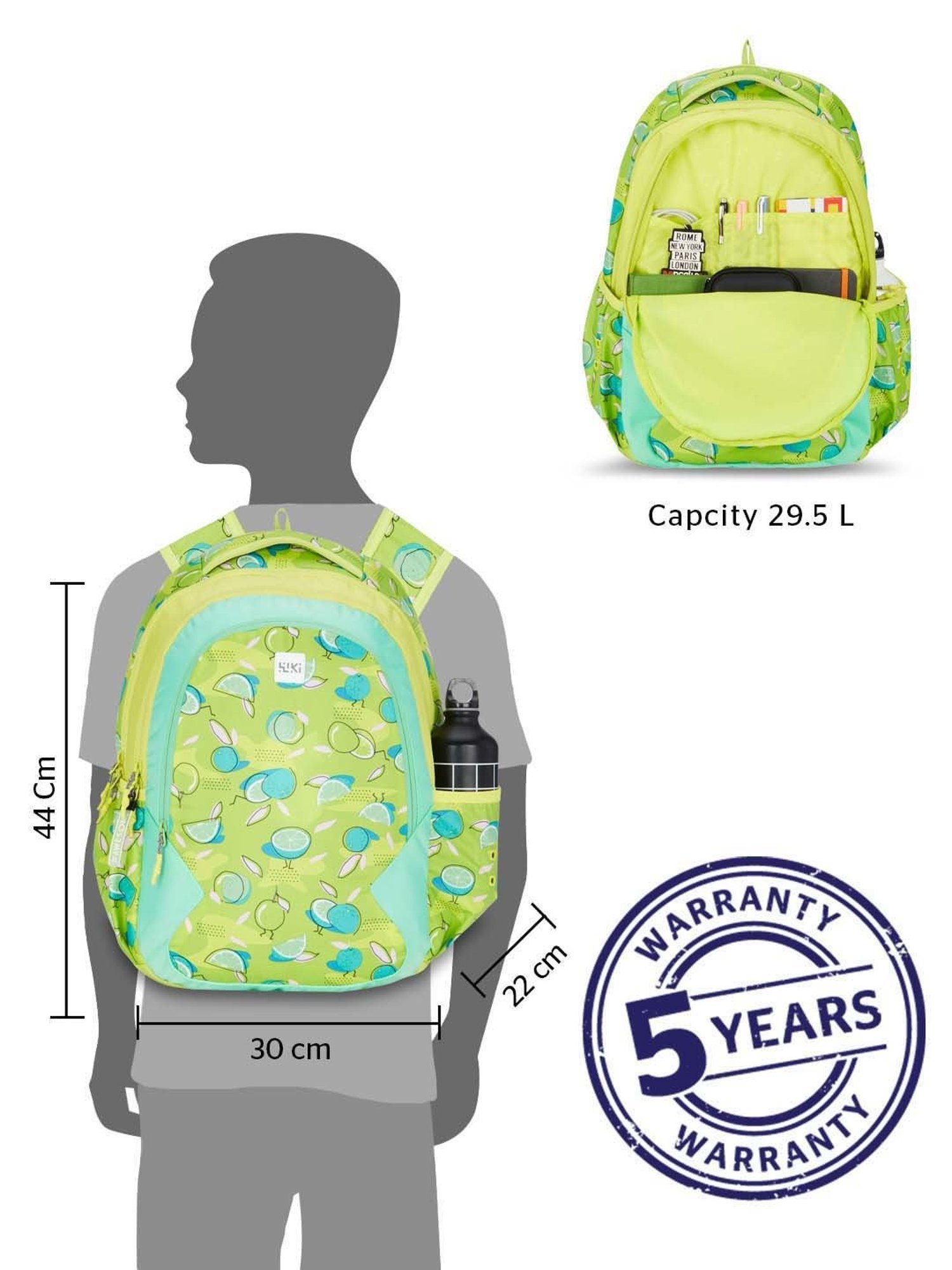 Wiki 29.5 Ltrs Green Medium Backpack