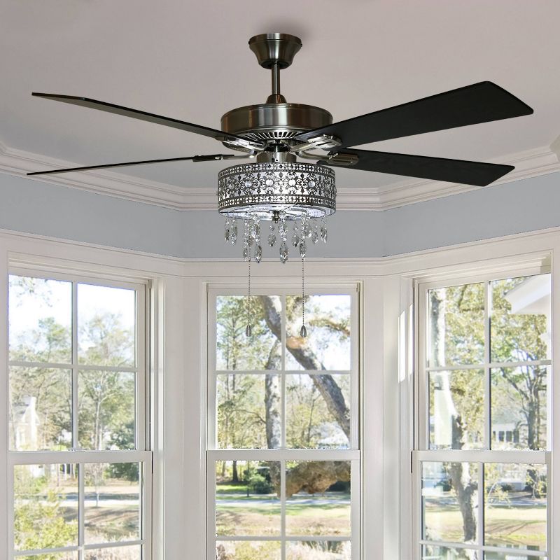 52" LED 5-Blade Roxsie Crystal Chandelier Lighted Ceiling Fan - River of Goods