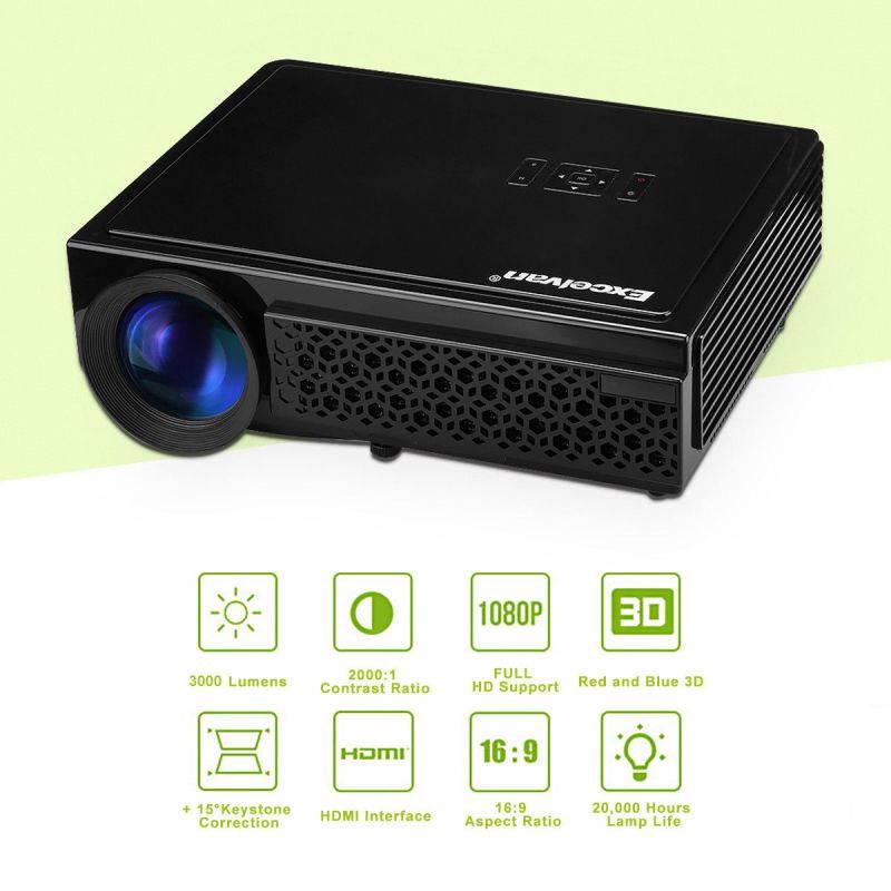 3D Full HD 1080P Mini Video Projector LED 5000 Lumen Multimedia Home Cinema HDMI