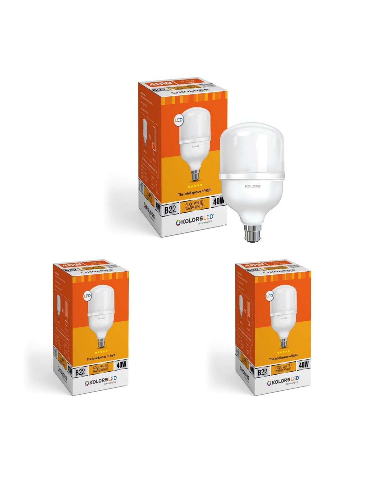 KOLORS Keeto Bulb B22 6500K 40W Pack of 3 - Cool White