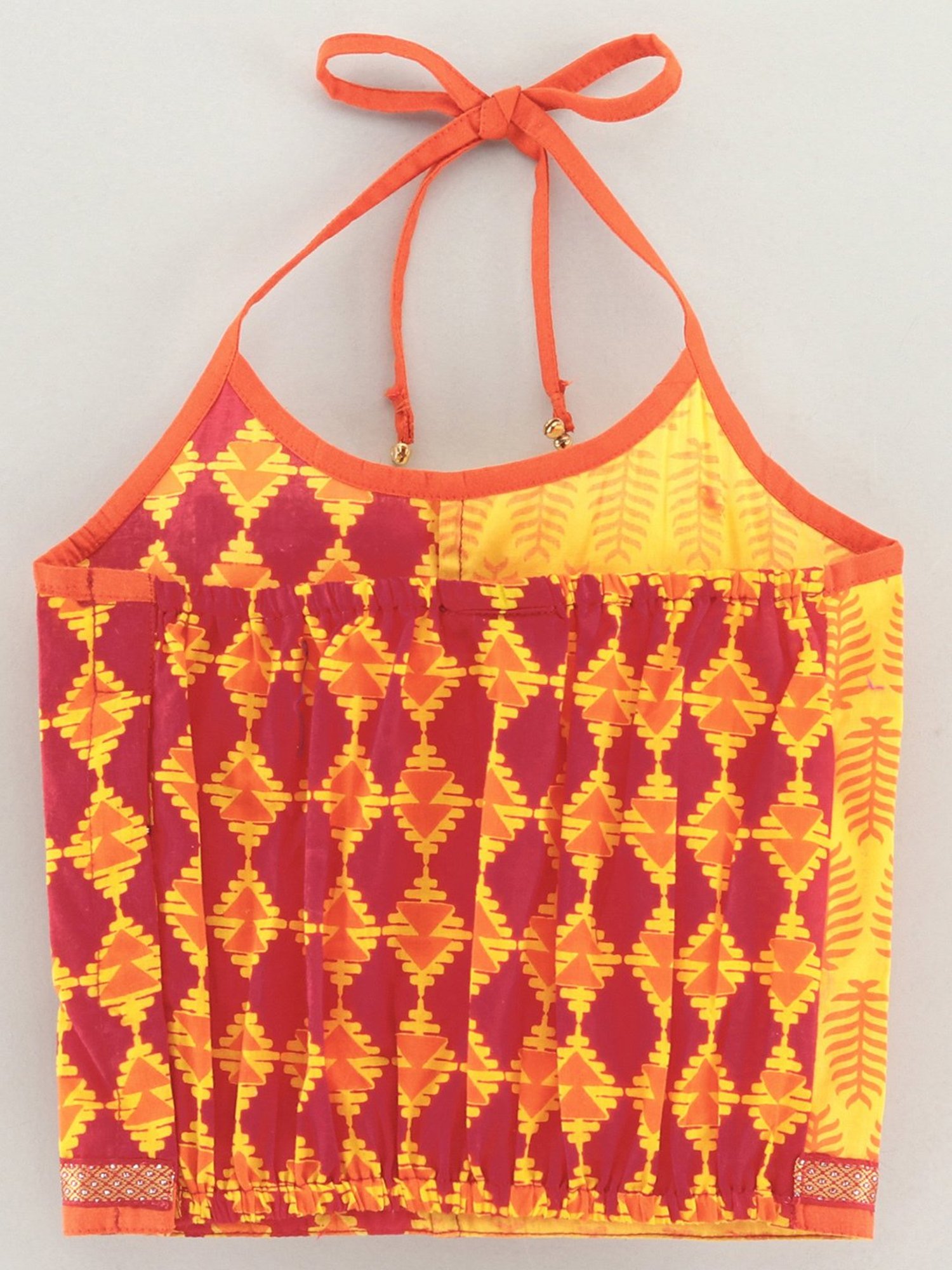 TWISHA Kids Yellow & Orange Printed Top with Dhoti