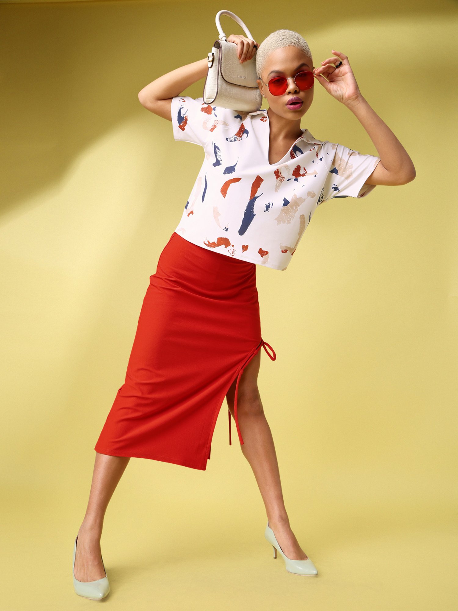 PURVAJA Beige Printed Top