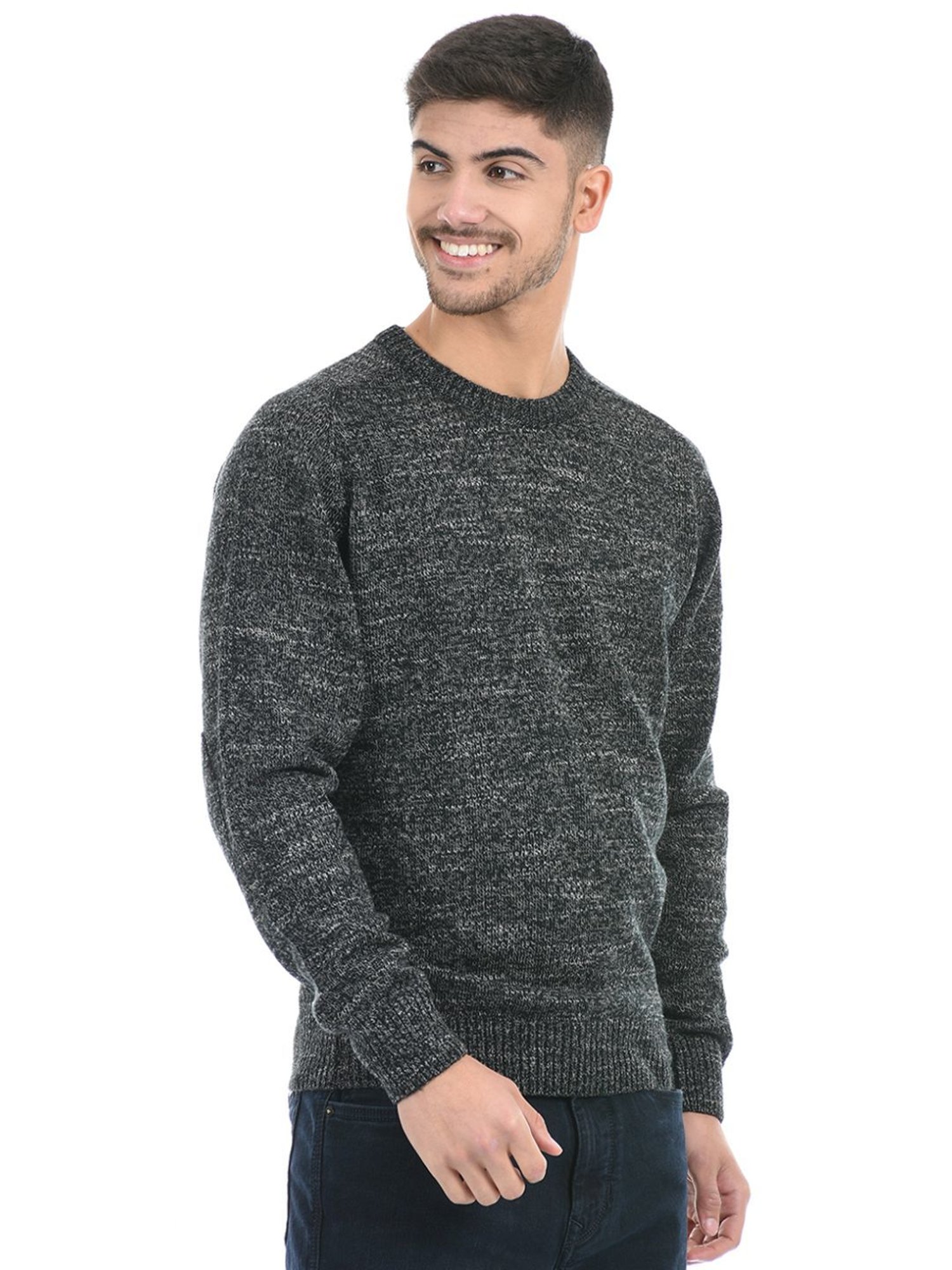 London Fog Grey Regular Fit Heathered Sweater