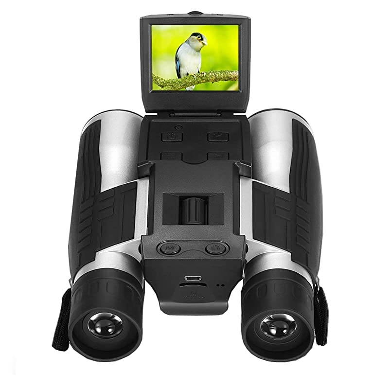 5M 2" LCD 16GB Digital Binocular with Camera 12X Zoom Video Photo Recorder Camcorder for Bird Watching Football Game Concert