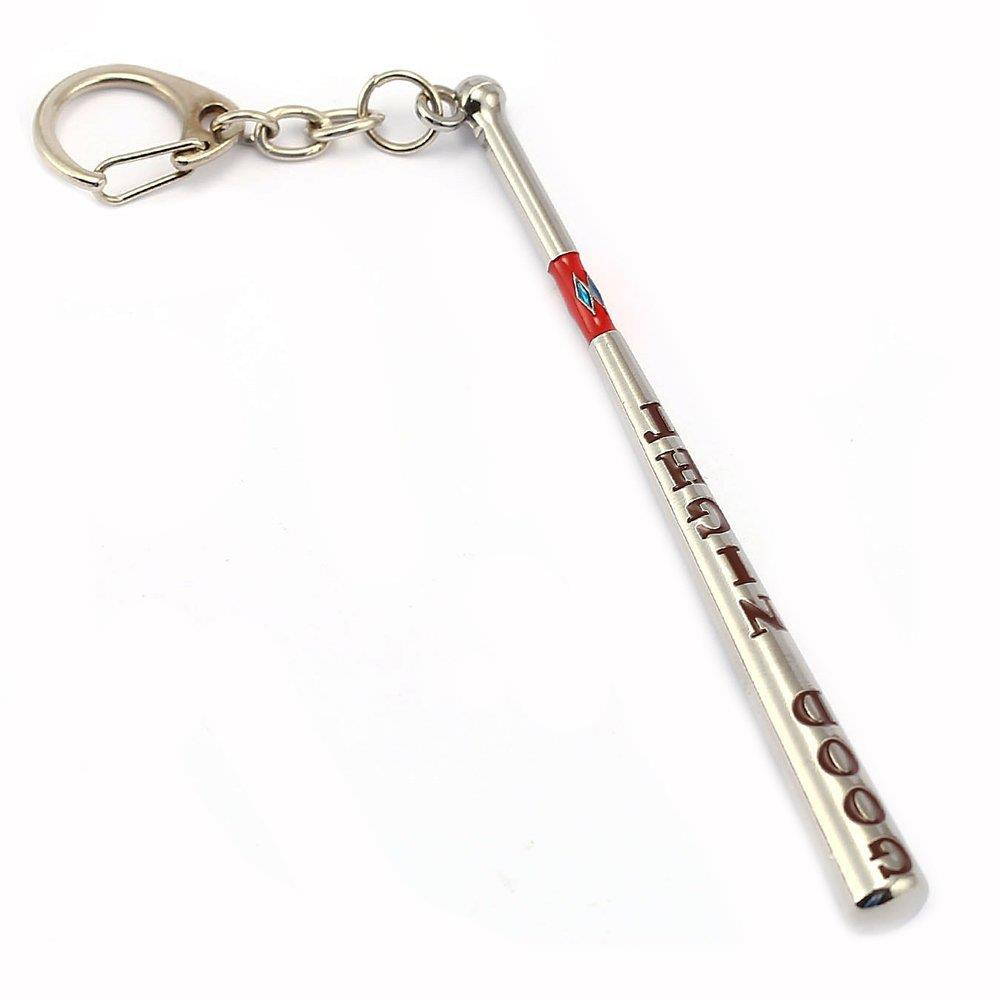 OK-STORE Harley Quinn Baseball Bat Keychain Good Night Key Chain Stainless Steel Key Ring Tag for Your Autos, Home or Boat