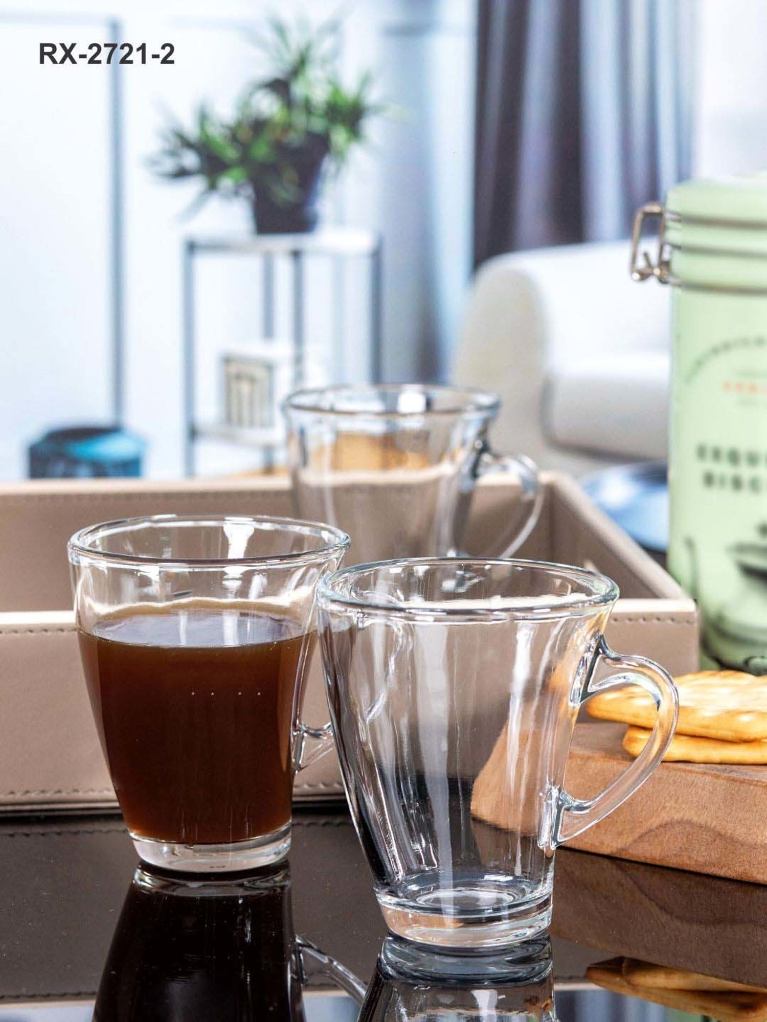 ROXX Delta Transparent Glass Coffee Mug (0.165 L) - Set of 12