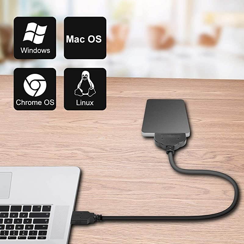 USB 30 to SATA Adapter  USB to SSD Adapter wUASP Compatible for 25 inch HDD and SSD