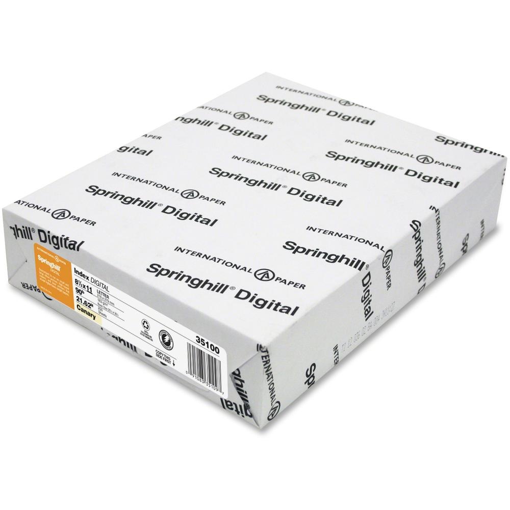 Springhill Digital Index Color Card Stock 90 lb 8 1/2 x 11 Canary 250 Sheets