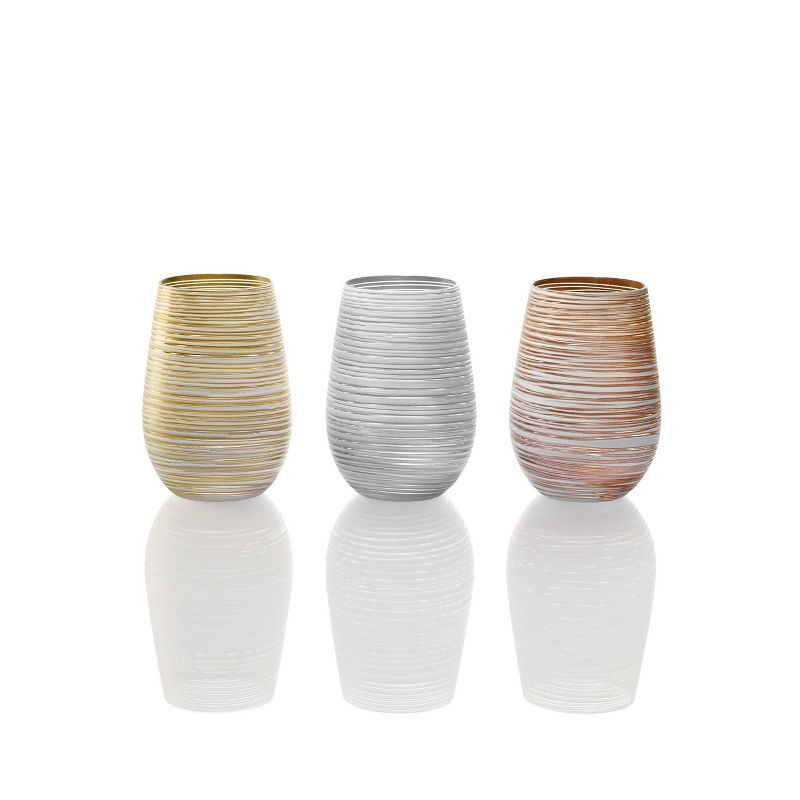 16.5oz 6pk Glass Olympia Twister Tumbler Drinkware Set White/Silver - Stolzle Lausitz