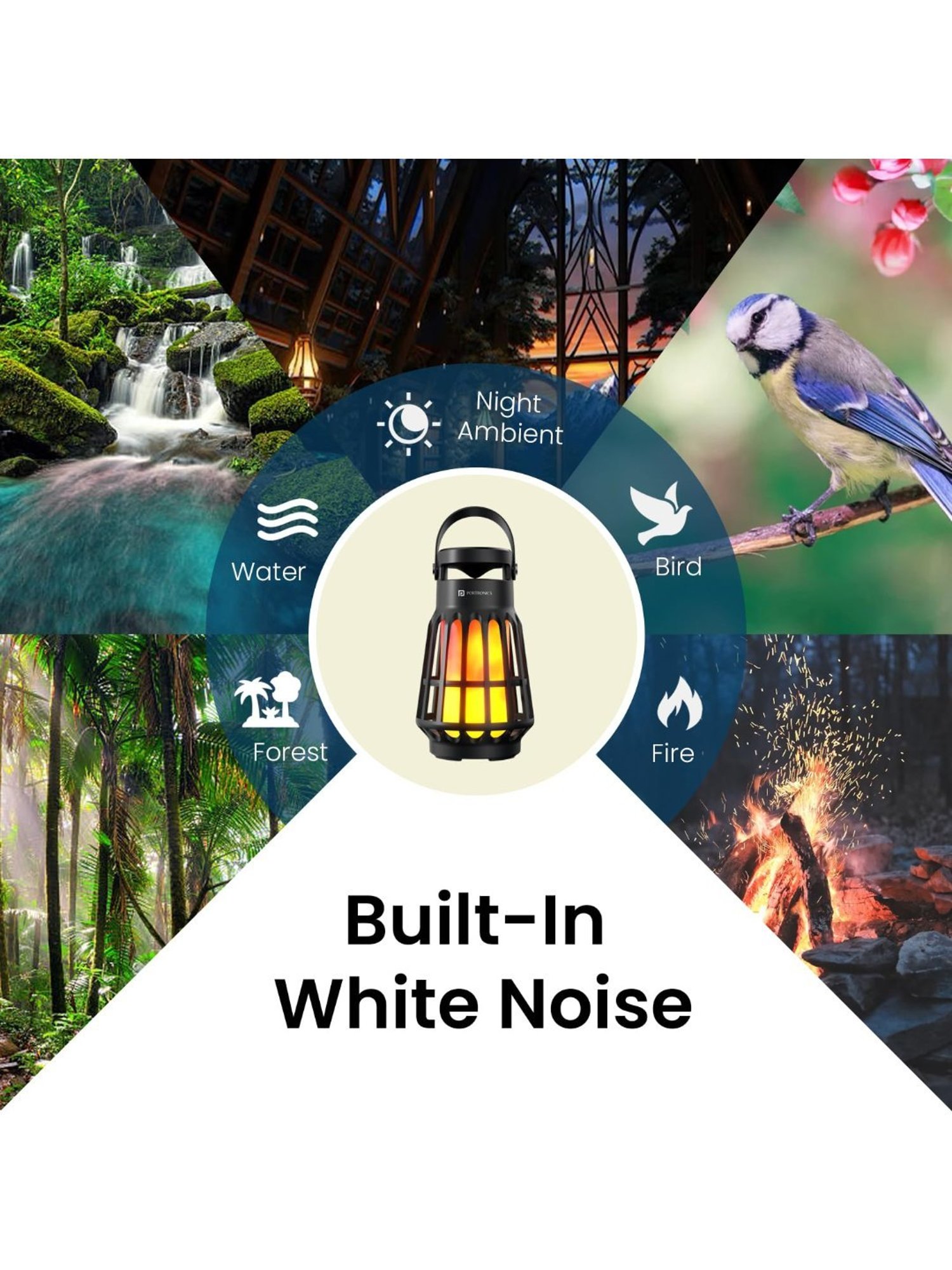 Portronics Dash 6, 15W Bluetooth Speaker with in Built White Noise Machine & LED Night Lamp (Black)