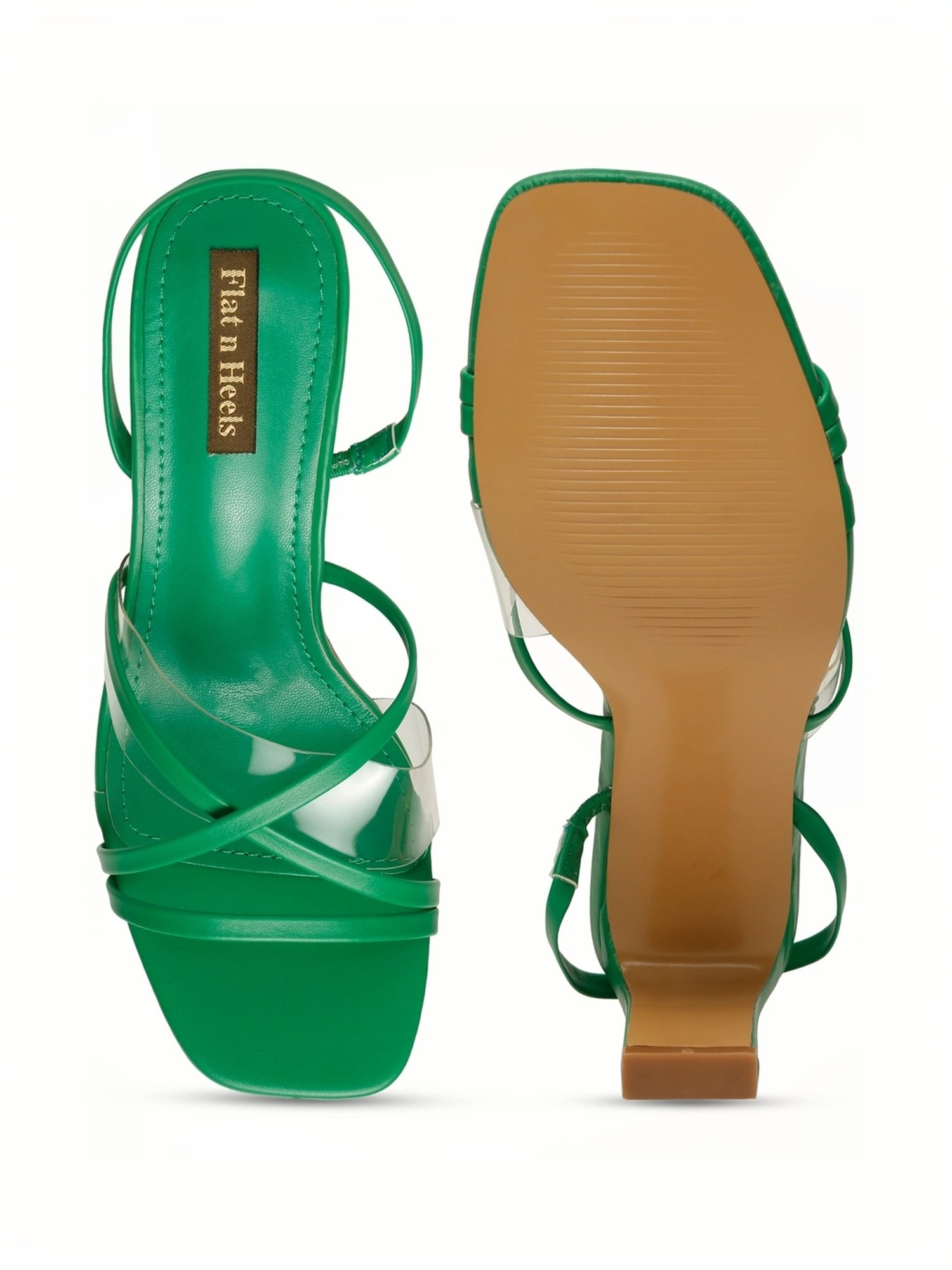 Flat N Heels Women's Green Sling Back Sandals