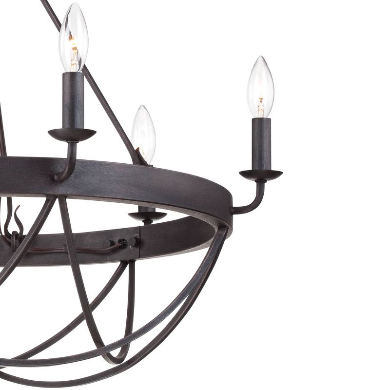 Franklin Iron Works Oil Rubbed Bronze Chandelier 28" Wide Rustic Farmhouse Candelabra 6-Light Fixture Dining Room House Kitchen