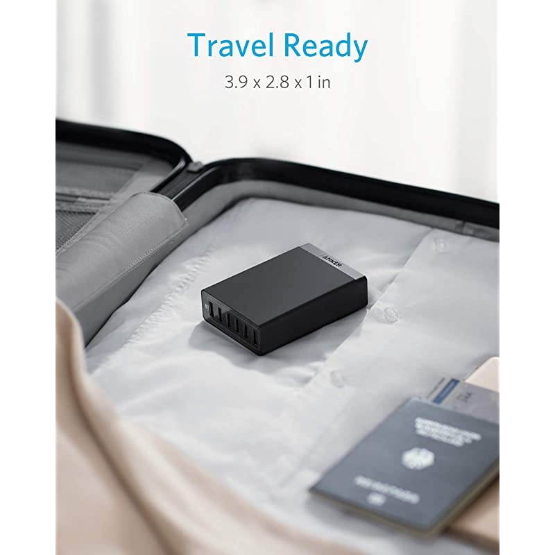 USB Wall Charger  60W 6 Port USB Charging Station PowerPort 6 Multi USB Charger for iPhone XsMaxXRX87Plus iPad ProAir 2MiniiPod Galaxy S9S8S7EdgePlus Note LG HTC and More