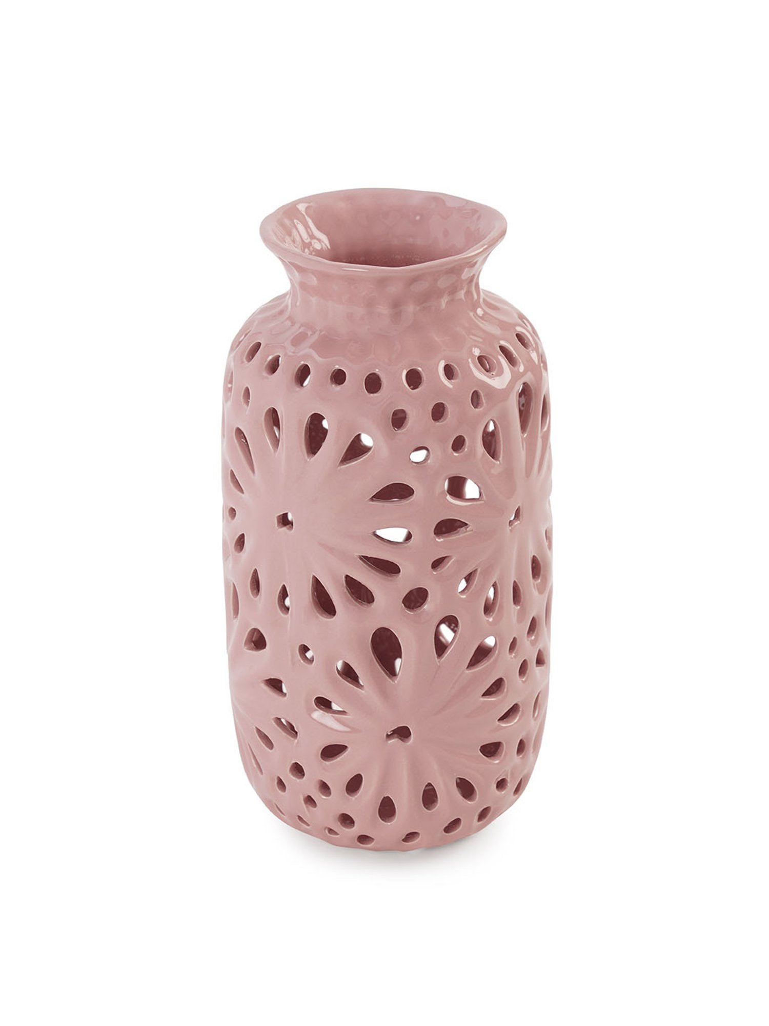 Pure Home and Living Pink Ceramic Cut Out Pattern Vase