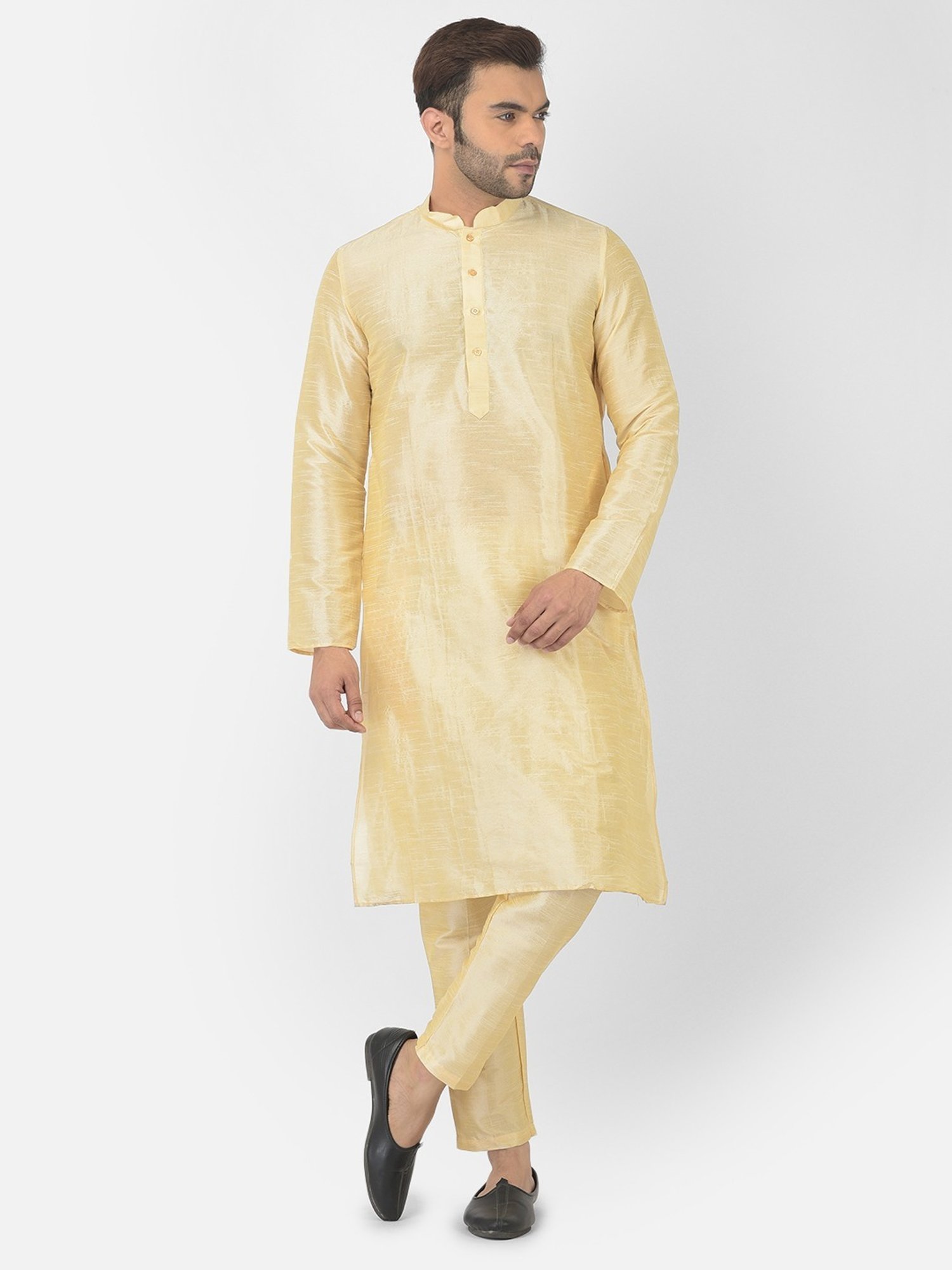 Deyann Red & Yellow Regular Fit Striped Kurta Set With Jacket