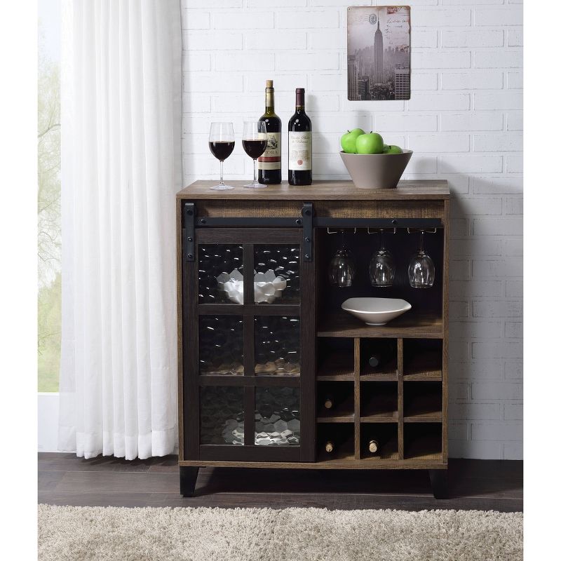 Treju Wine Cabinet Rustic Oak/Black - Acme Furniture