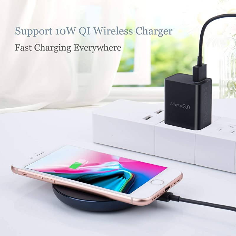 Quick Charging 3.0 Wall Charger,  5-Pack 18W QC Fast Charging 3.0 USB Charger Power Adapter Wall Plug Compatible iPhone 12, Samsung Galaxy S20/S10, 10W Wireless Charger, Pad, Tablets (Black&times;5)