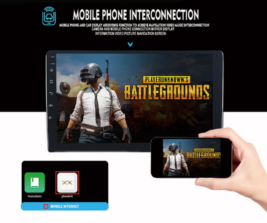 10-inch Bluetooth Car Monitor Portable Touch Screen 1+16G Smart Android 8.1 Split-screen Display GPS Stereo  USB Connection Large Screen Music Radio Car Navigation Universal Host Remote Control