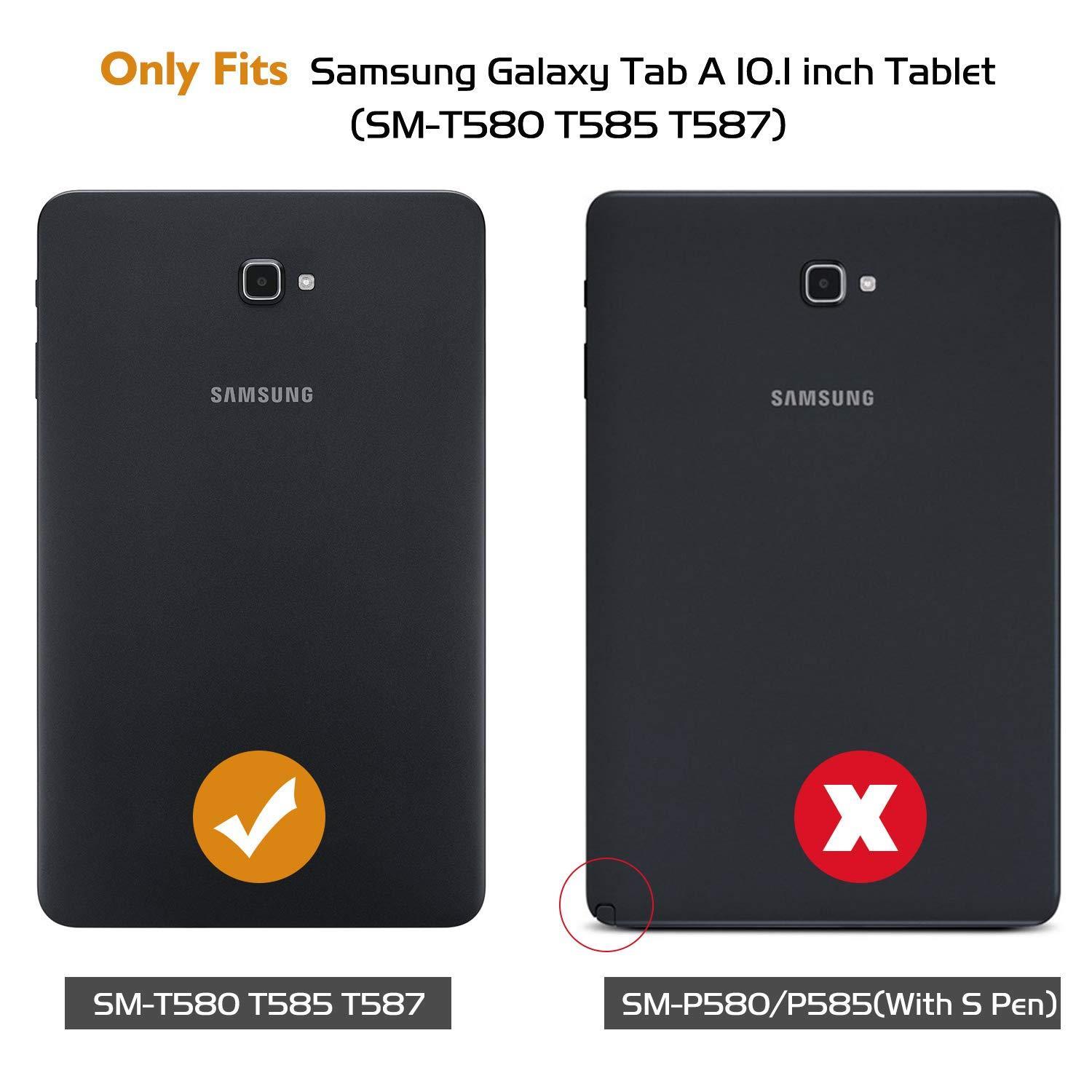 moko samsung galaxy tab a 10.1 case, heavy duty shockproof fullbody hybrid rugged 360 degree rotating stand cover for galaxy tab a 10.1" tablet no s pen version smt580/t585  black