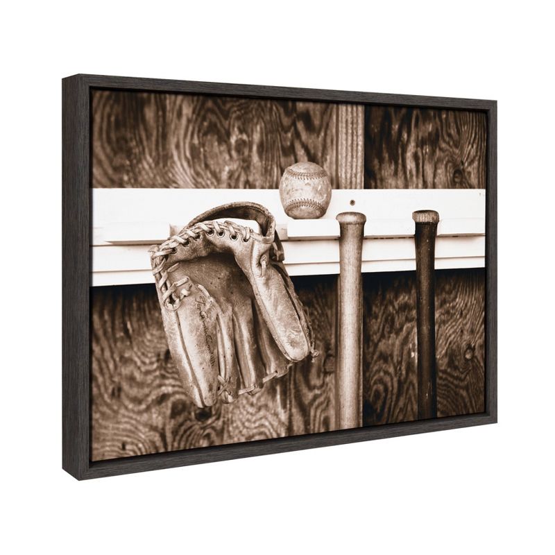 18" x 24" Sylvie Ball In The Dugout Framed Canvas by Shawn St. Peter Gray - DesignOvation