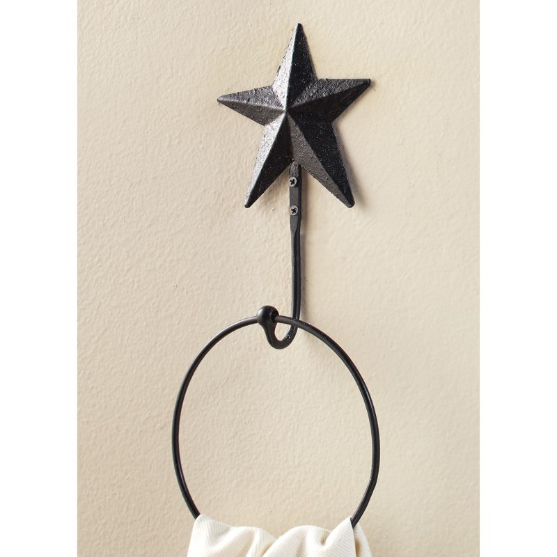 Lakeside Country Hand Towel Holder with Vintage Barn Star Design