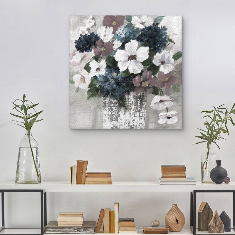Linen Bouquet 1 Light Square Rev By Nan Wrapped Unframed Wall Canvas Art - Masterpiece Art Gallery