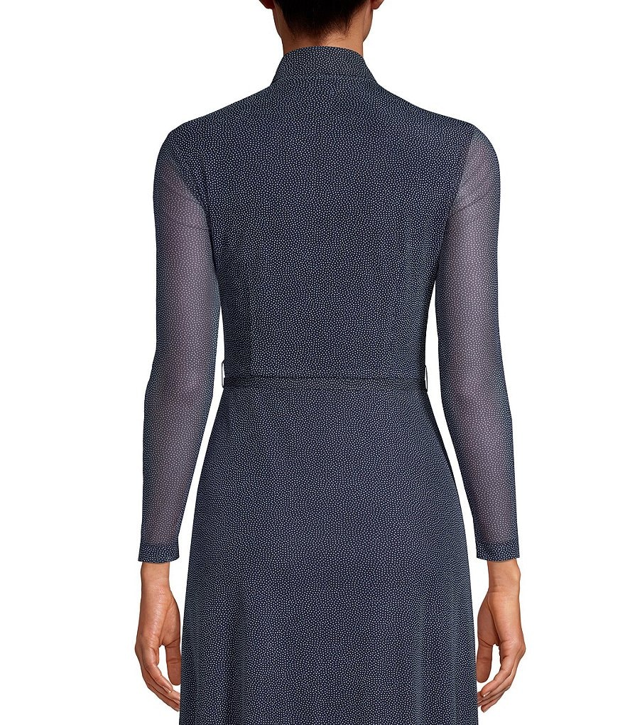 Tommy Hilfiger Paisley Chiffon Smocked Sleeveless Mock-Neck Midi A-Line Dress