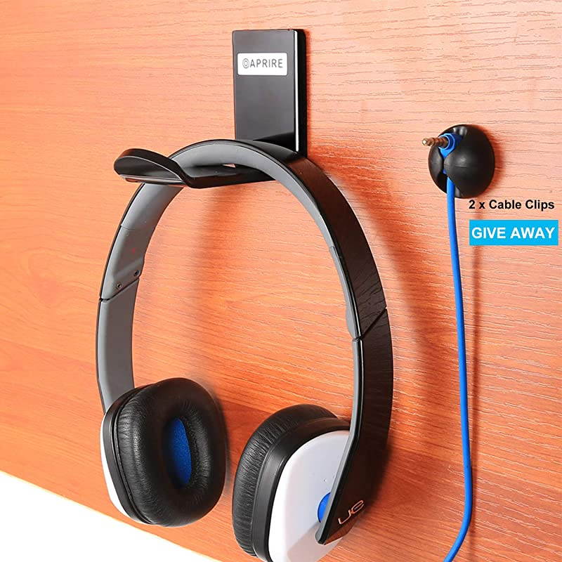Headphone Stand Hanger Wall Mount Pack of 2  Acrylic Headphone Headset Holder Best Gaming Headset Stand with Cable Clip Save Desktop Space