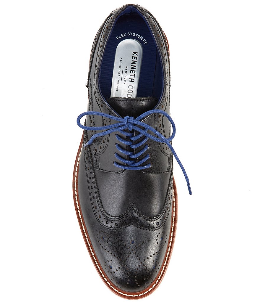 Kenneth Cole New York Men's Kieran Leather Flex Lace-Up Wingtip Toe Oxfords