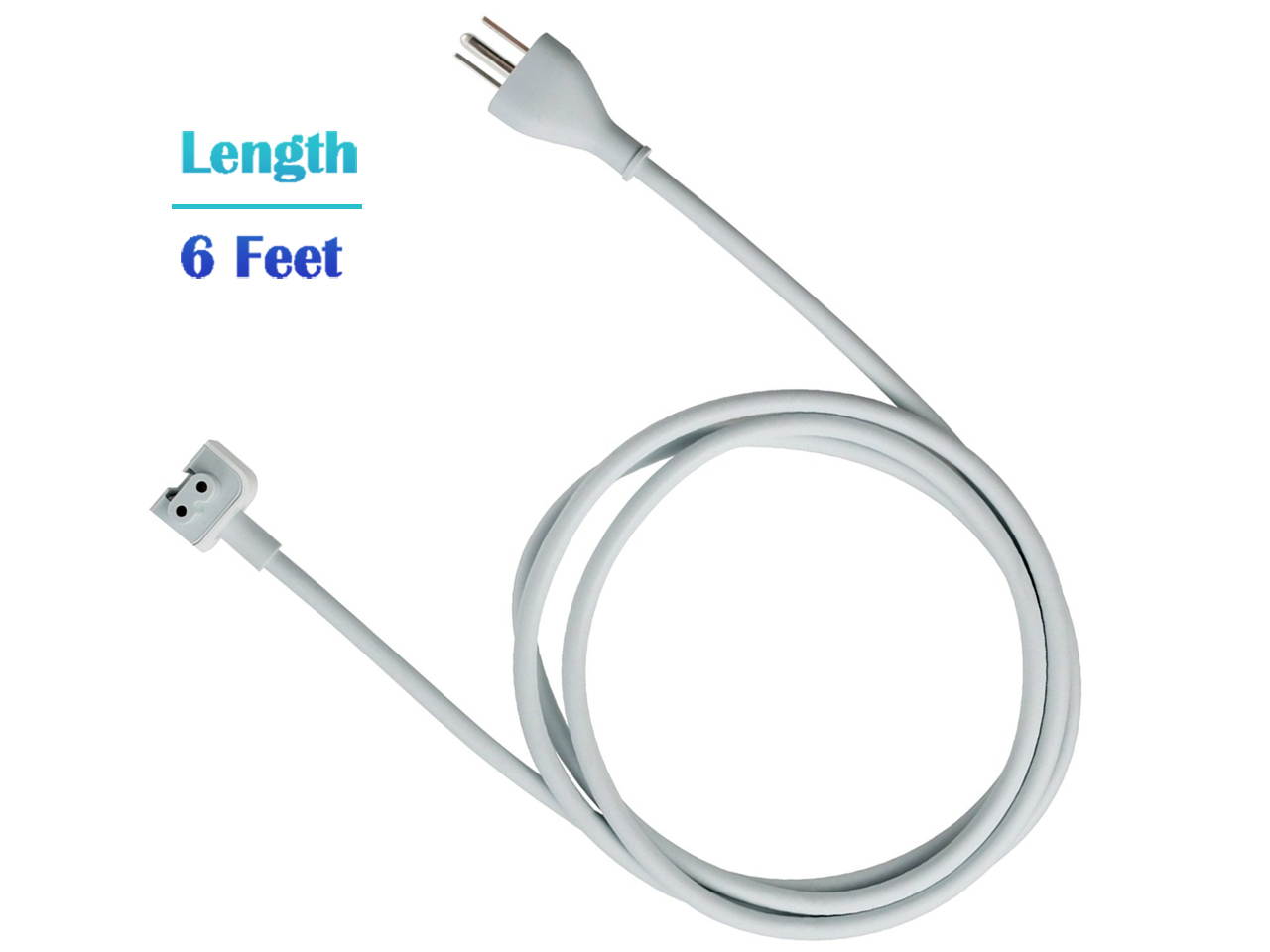 MacBook Pro Charger Extension Cable 6ft (1.8m, White) 45W 60W 65W 85W Power Adapter Extension Cord for Apple MacBook/Pro/Air US/CAN/MIX 3 Prong