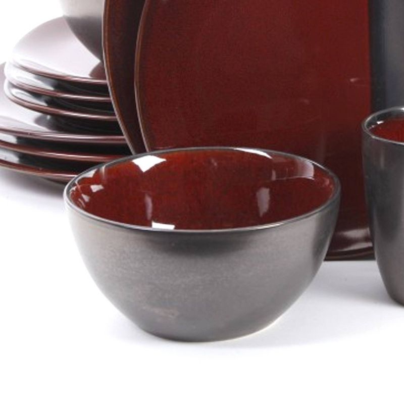 Gibson Elite 16pc Stoneware Volterra Square Dinnerware Set Red