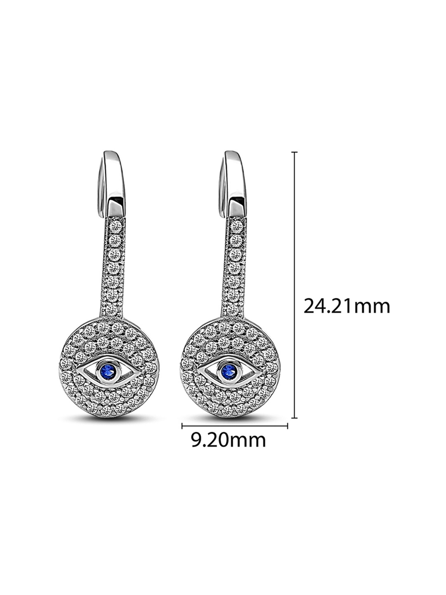 Silberry 92.5 Sterling Silver Evil Eye Drop Earrings for Women