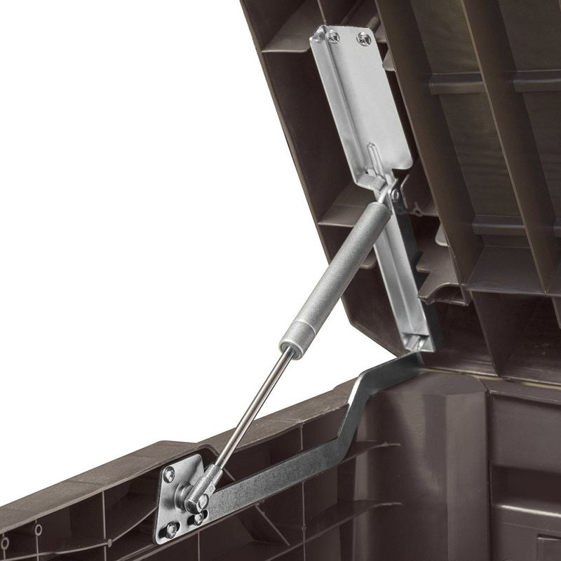 Toomax Florida UV Resistant Lockable Deck Storage Box Bench for Outdoor Pool Patio Garden Furniture or Indoor Toy Bin Container, 145 Gallon (Brown)