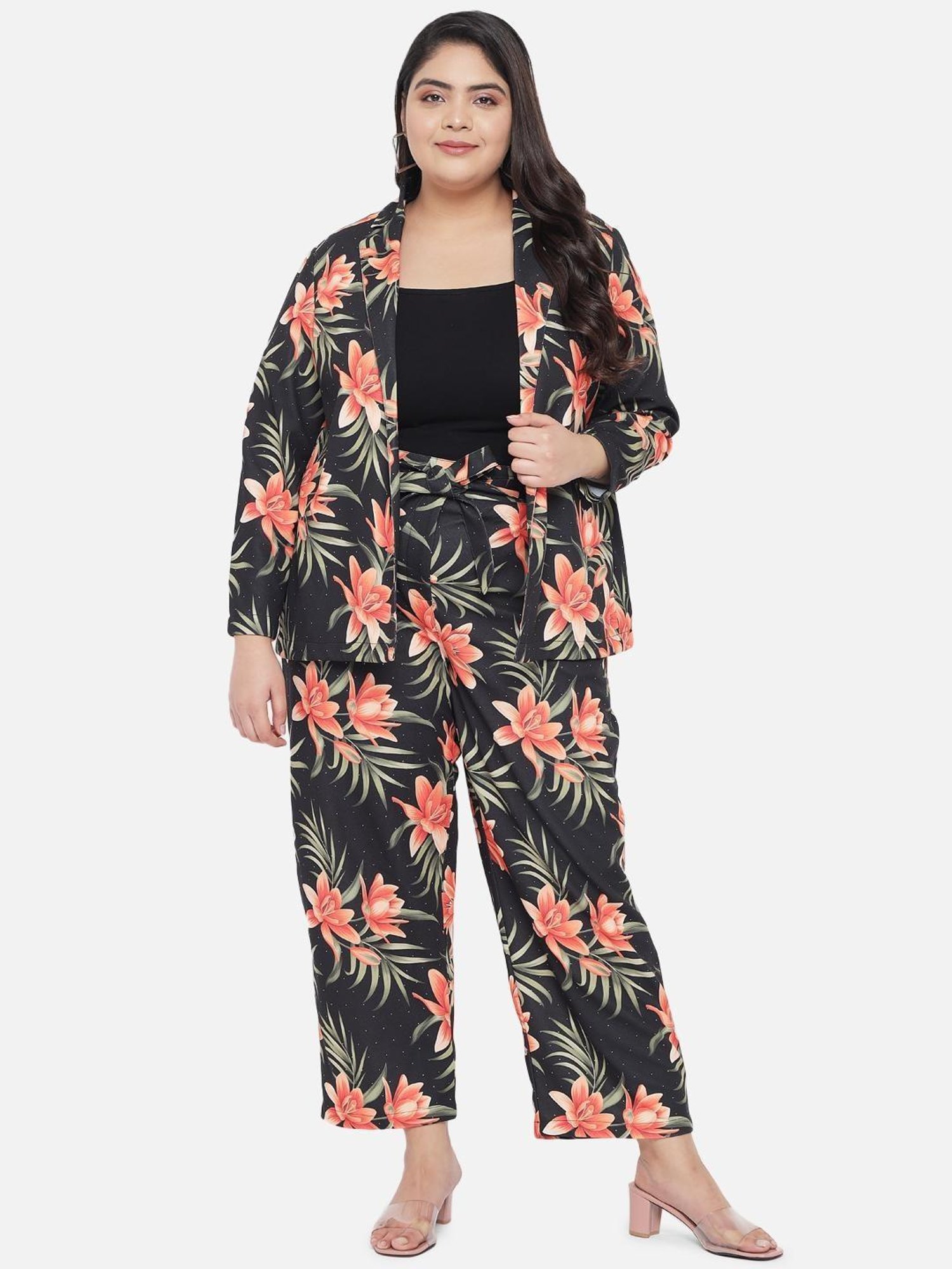 Amydus Black Floral Print Trousers